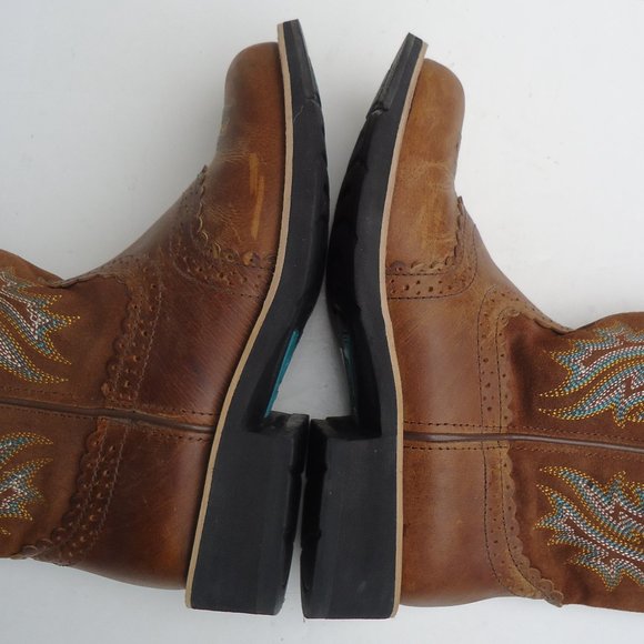 SIZE 7 B. Ariat FatBaby Brown Leather Boots Women's. - Picture 9 of 16